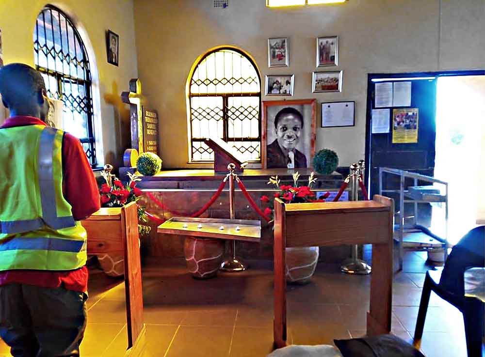 The tomb of Bl Benedict Tshimangadzo Daswa in the church of the Assumption in Nweli near Thohoyandou