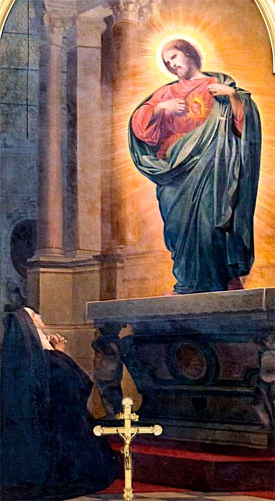 “The Vision of Margaret Mary Alacoque”, painted by Armand Cambon in 1863, in the cathedral of Montauban, France.