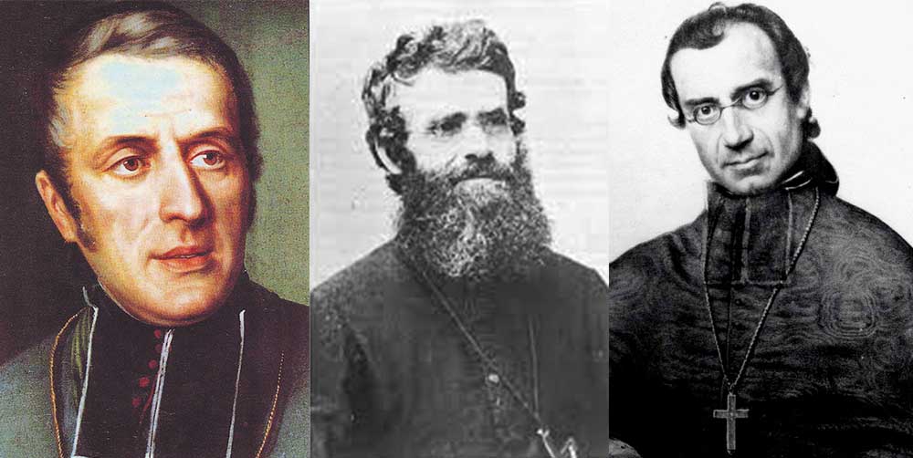 From left St Eugne de Mazenod Bl Joseph Grard as a young missionary and Bishop Jean-Franois Allard of the vicariate of Natal