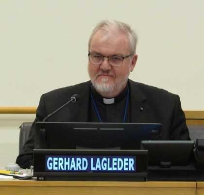 Father Gerard Lagleder OSB at the UN presentation on AIDS