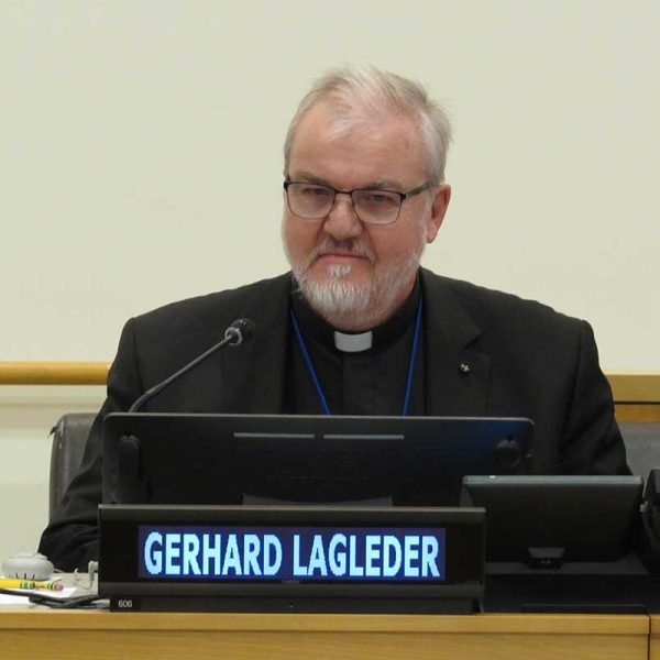 Father Gerard Lagleder OSB at the UN presentation on AIDS
