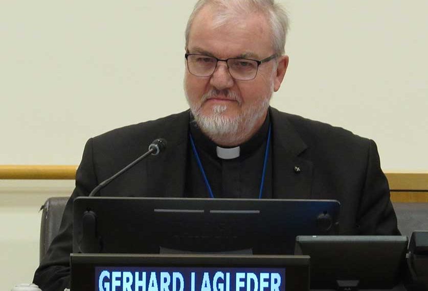 Father Gerard Lagleder OSB at the UN presentation on AIDS