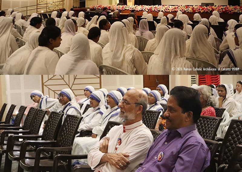 Top: Premiere of Mother Teresa – Prophet of Compassion Documentary. Bottom: Indian Catholic journalist Anto Akkara with Archbishop Elias Frank of Kolkata