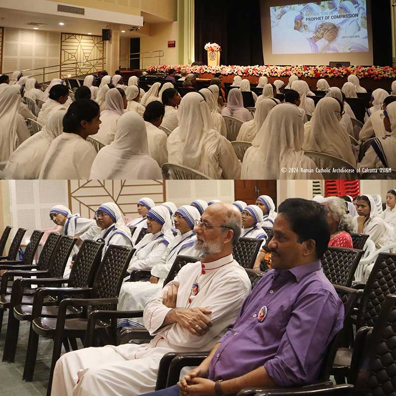 Top Premiere of Mother Teresa  Prophet of Compassion Documentary Bottom Indian Catholic journalist Anto Akkara with Archbishop Elias Frank of Kolkata