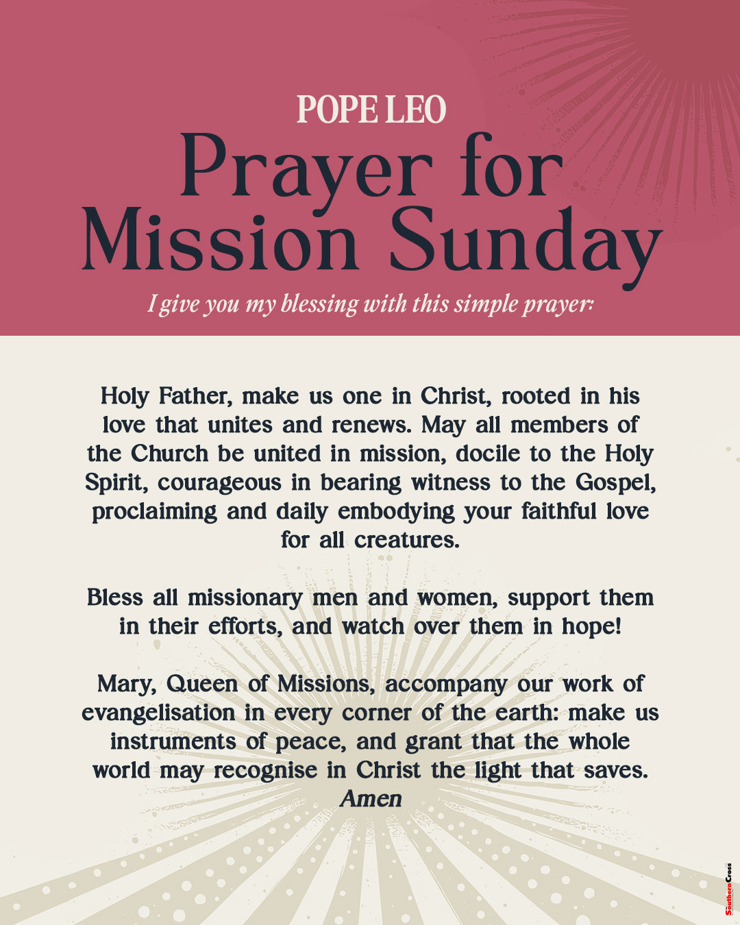 Pope Leos Prayer for Mission Sunday