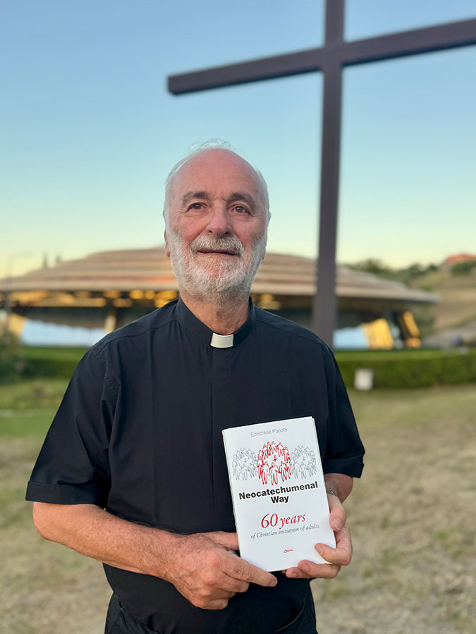 Fr Ezechiele Pasotti with his new book Neocatechumenal Way 60 Years of Christian Initiation of Adults