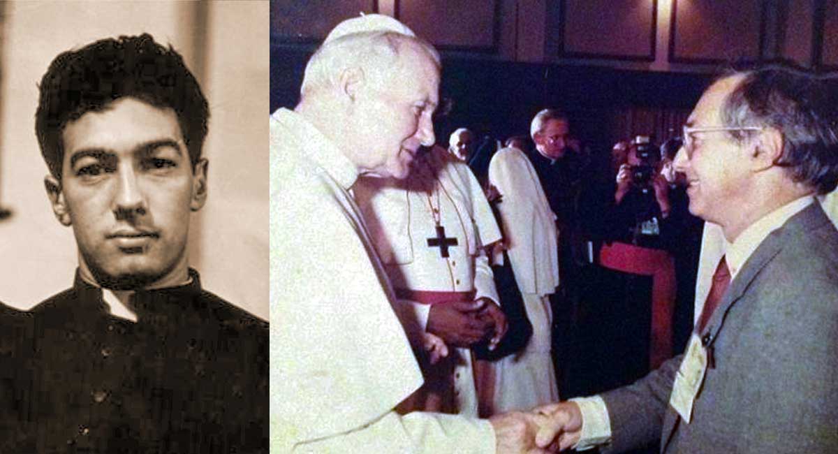 Left Sydney Duval as a seminarian at St John Vianney Seminary in Pretoria in the late 1950s He went on to find his vocation elsewhere Right Meeting Pope St John Paul II
